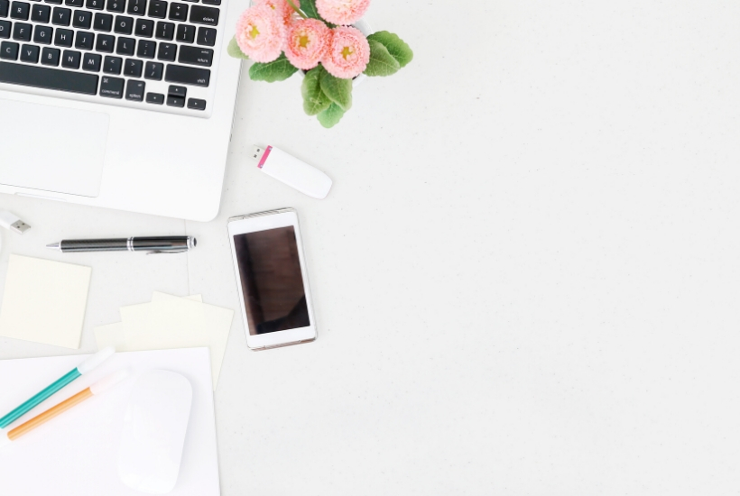 laptop, roses, and cell phone